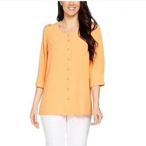 Linea by Louis Dell'Olio button up 3/4 Sleeve Blouse szL